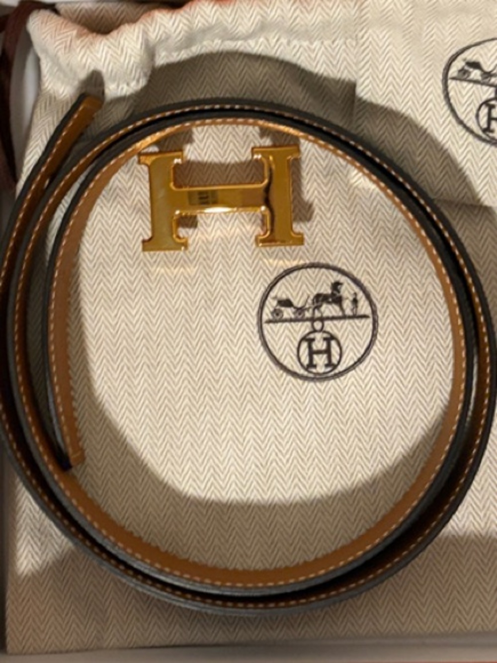 Hermès 24mm Constance H Buckle Reversible Leather Belt (Detachable)